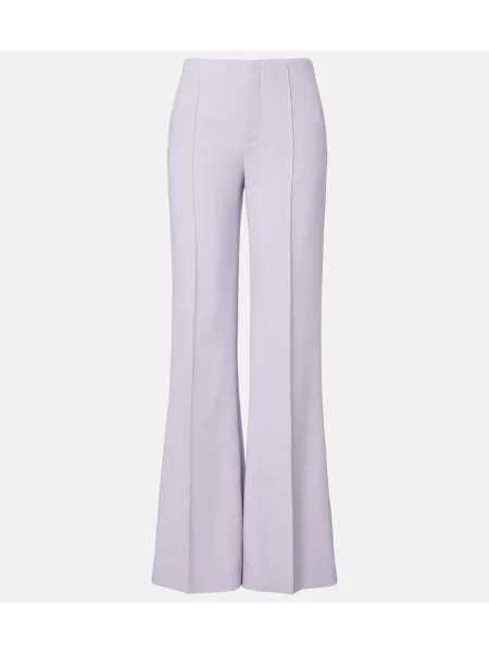 Pantaloni Chloé cu talie înaltă de lână violet