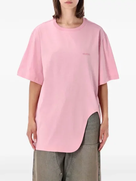 Tricou The Attico cu broderie asimetric roz