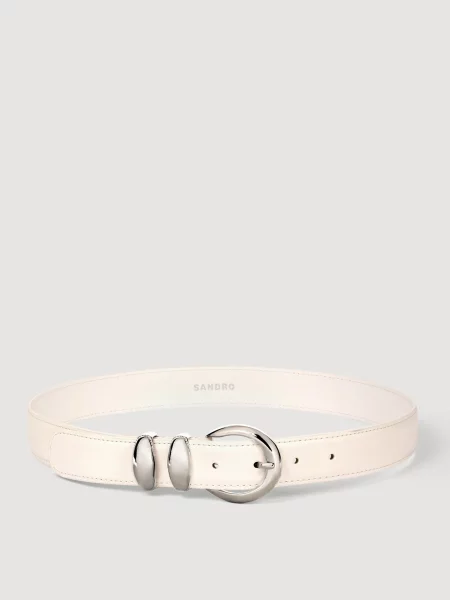 Шкіряний ремінь Sandro білий