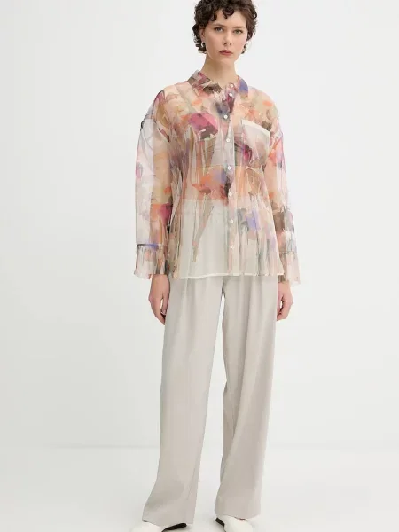 Шовкова сорочка MUNTHE PRIAM relaxed класичний комір бежевий