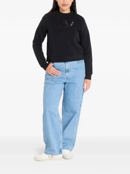 Mikina Ea7 Emporio Armani s flitry černá