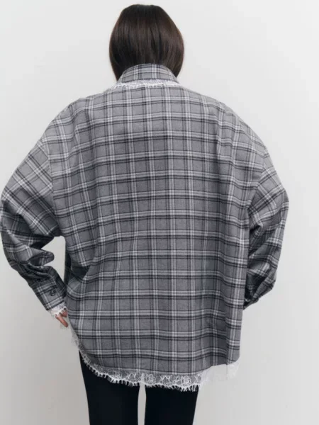 Сорочка в клітинку Lilove фланель сірий