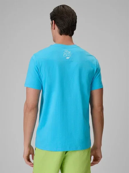 T-shirt regular z nadrukiem 4F niebieska