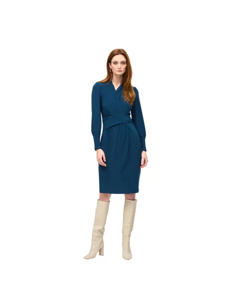 Sukienka midi Joseph Ribkoff z dekoltem w serek do kolan niebieska