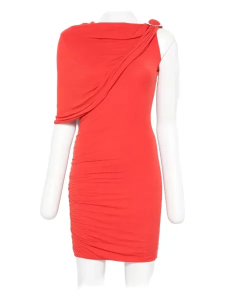 Rochie Manuri drapată cu un umăr gol de costum roșu