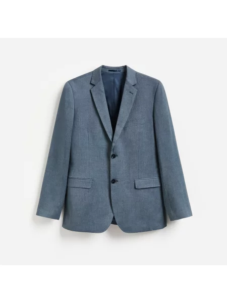 Reserved Slim fit sako s viskózou ocelově modrá