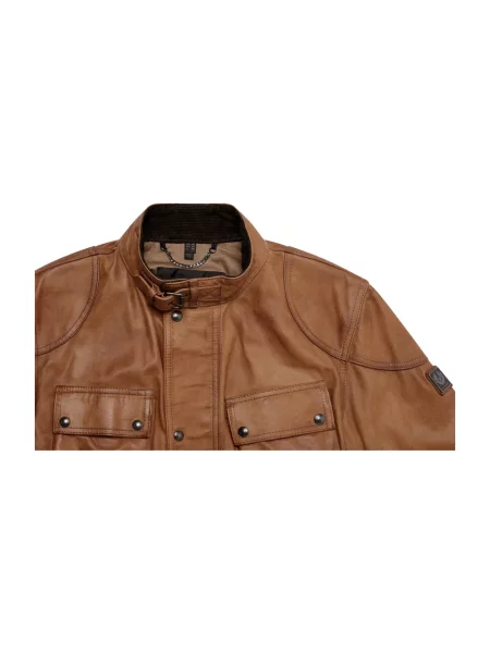 Woskowana kurtka skórzana Belstaff brązowa