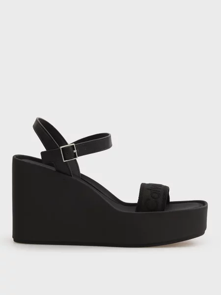 Босоножки Calvin Klein на танкетке черные