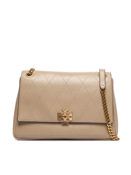 Ročna torba Tory Burch Charlie Quilted Shoulder Bag Kremna