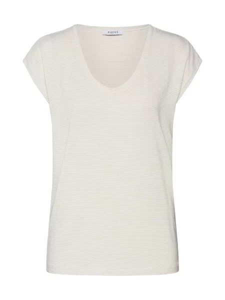 PIECES Tricou Billo / gri taupe alb