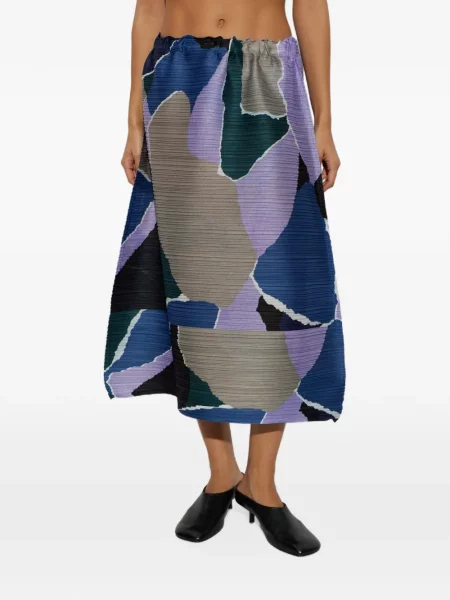 Fustă midi Pleats Please Issey Miyake cu imagine cu imprimeu abstract violet
