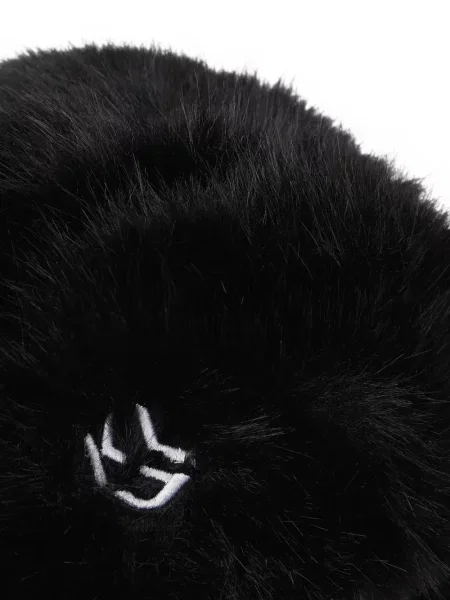 Șapcă Karl Lagerfeld Jeans cu blană negru