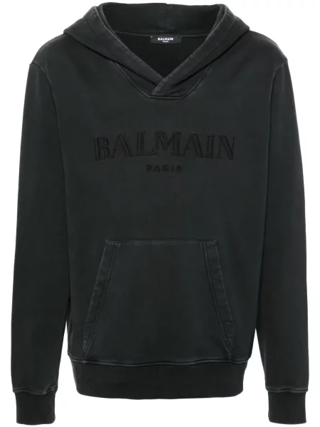 Суичър с качулка Balmain бродиран сиво