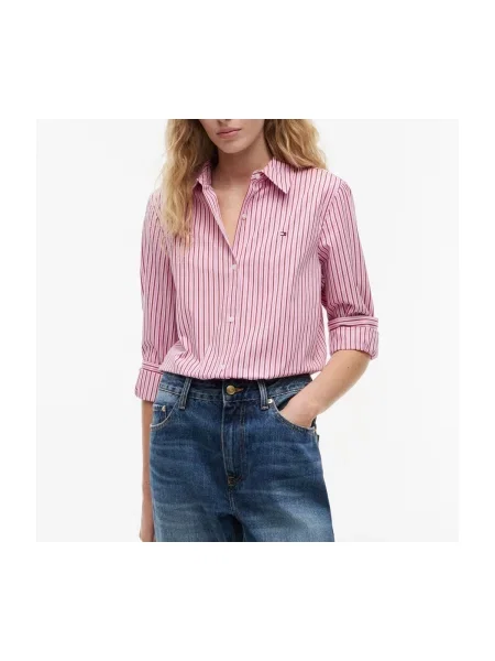 Blúzka Tommy Hilfiger popelín ružová