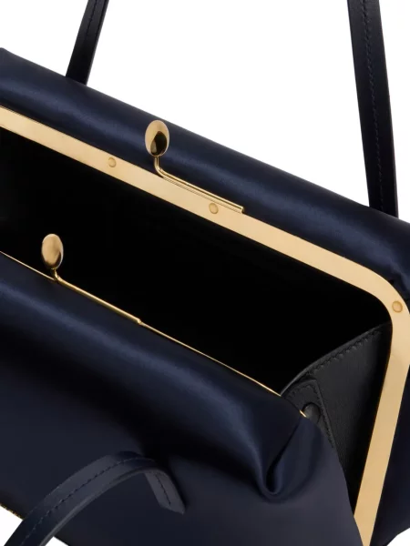 Geantă shopper Jil Sander din satin albastru
