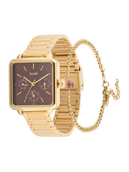 CLUSE Analogové hodinky La Tétragone / bordó zlatá