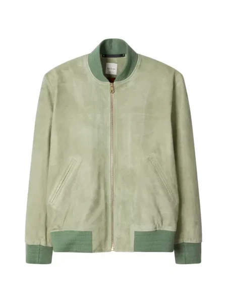 Geacă bomber Paul Smith din piele de căprioară verde