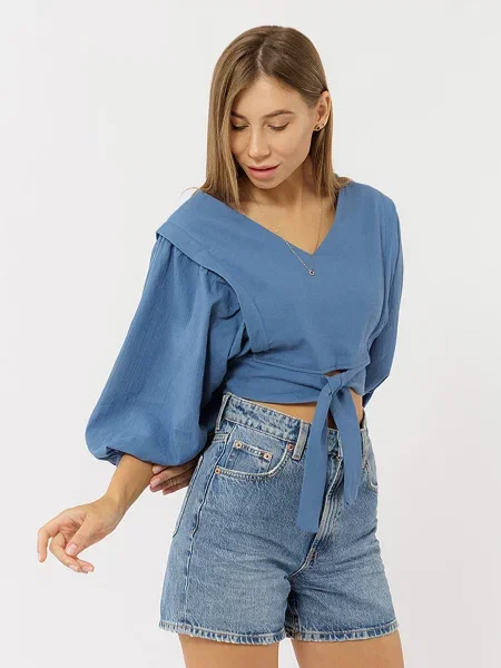 Блуза YUKI бавовна/поліестер синій