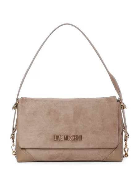 Geantă Love Moschino din piele de căprioară cu autograf