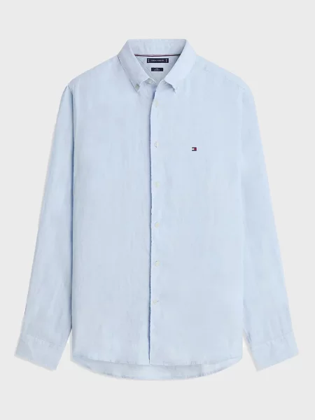 Лляна сорочка Tommy Hilfiger блакитна