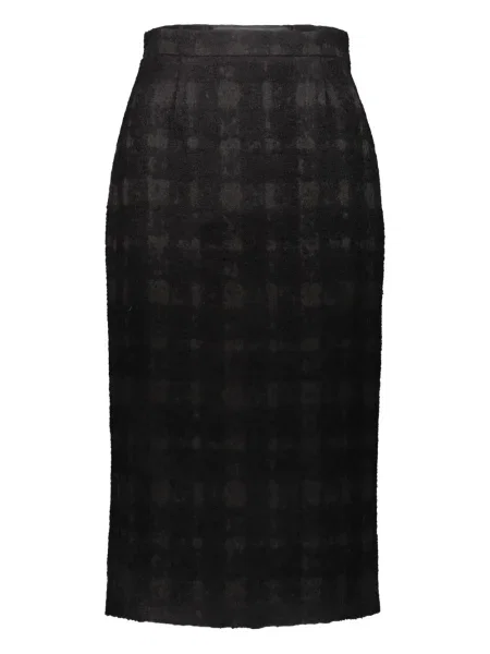 Osłona spódnica ołówkowa Rochas w kratkę do kolan czarna