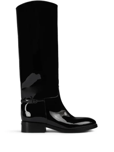 Botine Le Silla din piele de lac cu cataramă negru