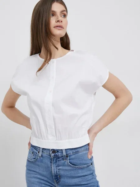 Блуза Dkny с изчистен дизайн бяло