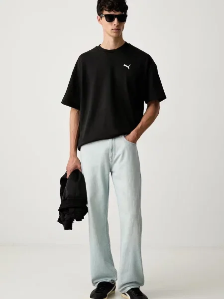 Puma tričko s bavlnou Essentials Elevated černé