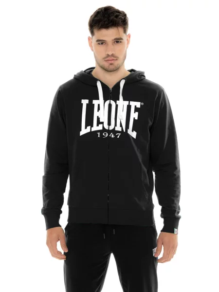 Bluza z kapturem zapinana na i dużym logo czarna