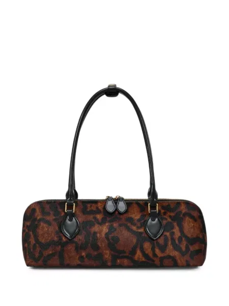 Geantă tip baghetă Potamy cu imagine cu model leopard maro