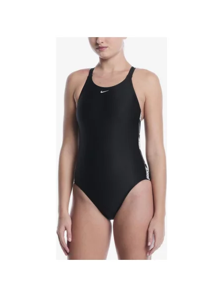 Strój kąpielowy Nike Swim Logo Tape One Piece czarny XS biały