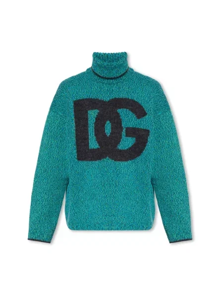 Sweter wełniany Dolce And Gabbana wełniany niebieski