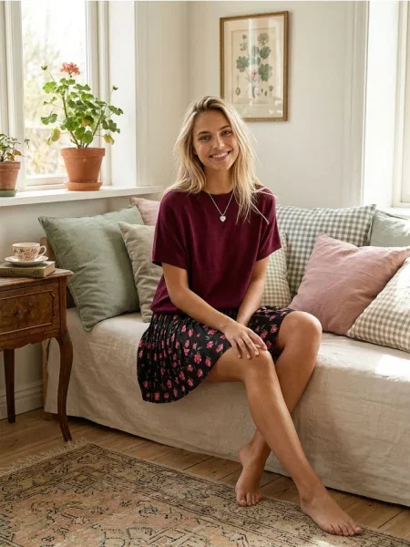 Плісирована міні-спідниця з квітковим принтом різнобарвний