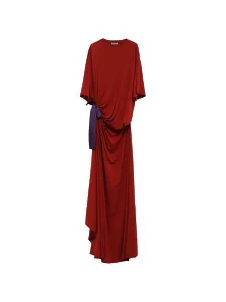Rochie maxi Balenciaga cu funde drapată roșu