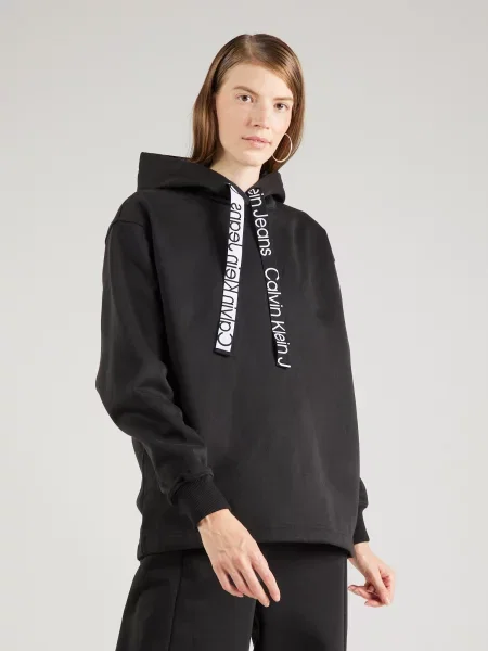 Mikina s kapucňou Calvin Klein Jeans čierna