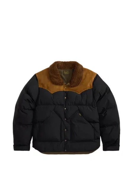 Gulerat geacă Ralph Lauren Rrl din piele de oaie negru