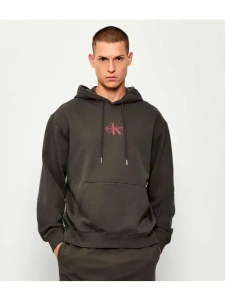 Geacă de blugi Calvin Klein Jeans din material terry gri