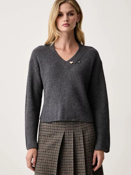 Twinset pulover pentru femei cu lână gri