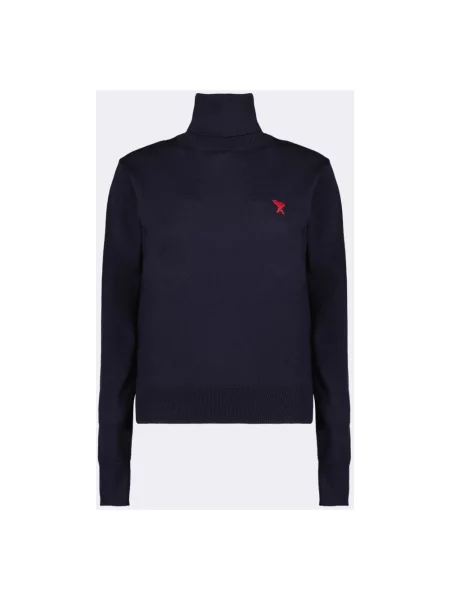 Sweter z golfem Ami Paris wełniany do golfa niebieski