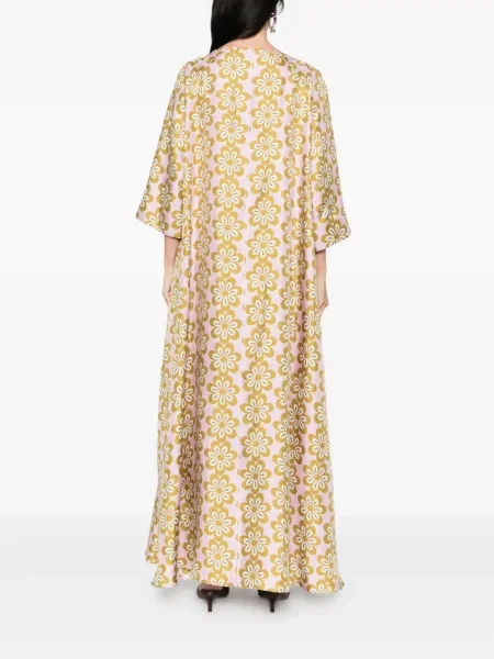 Rochie La Doublej de mătase cu model floral cu imagine roz