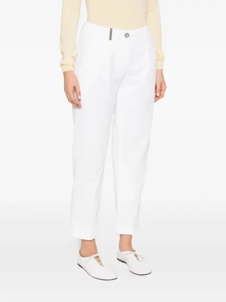 Pantaloni Peserico de catifea cord alb