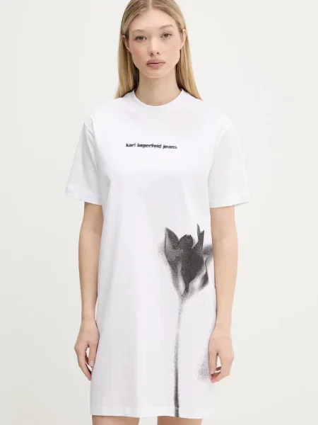 Karl Lagerfeld Jeans rochie din mini drept alb