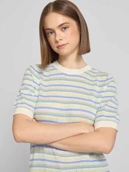 T-shirt o kroju slim fit z czystej bawełny model DIANA' Pieces biała