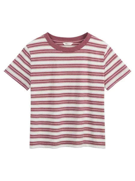 MELA Tricou Khira albastru porumbel / oliv / roșu burgundy alb