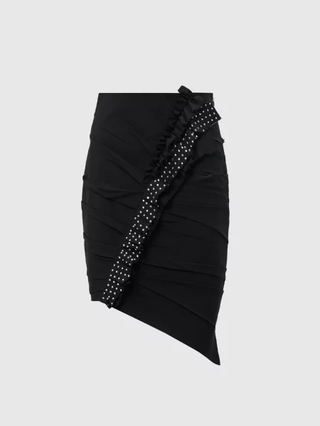 Спідниця з вовни з кристалами Saint Laurent чорна