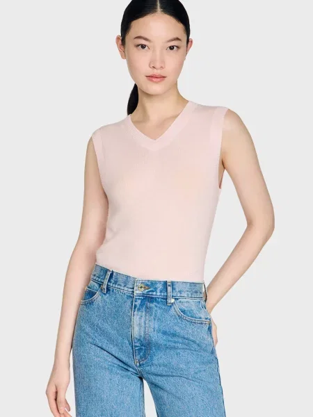 Вовняний жилет Sandro рожевий