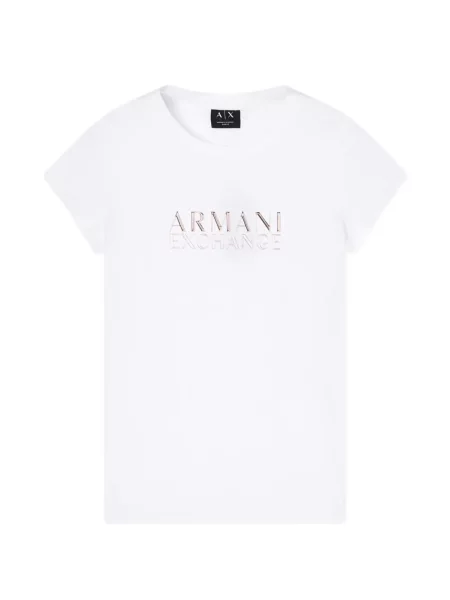 Tricou Armani Exchange cu autograf alb