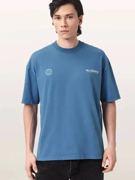 AllSaints tricou din EMBLEM albastru