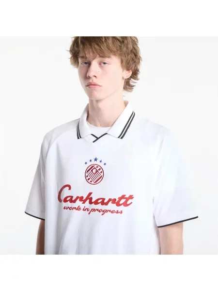 Тениска Carhartt WIP S/S Terrace Football T-Shirt UNISEX Heart Train Jacquard White M бяло