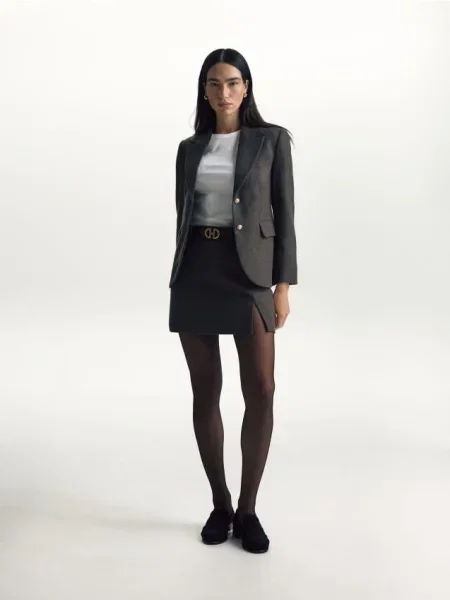 Reserved Blazer cu un singur nasture și adaos de lână verde-prăfuit verde